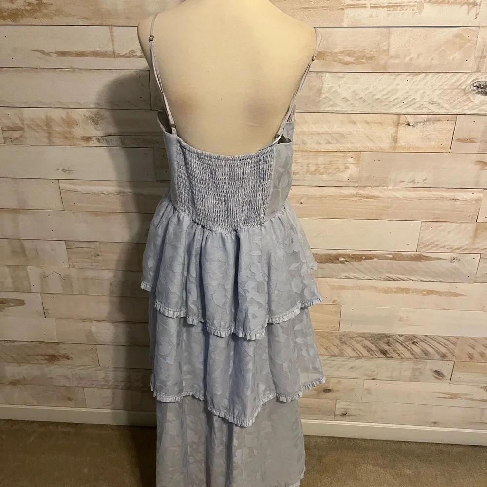 NWOT Anthropologie size L Campbell lace tiered midi dress in light blue - Picture 6 of 12